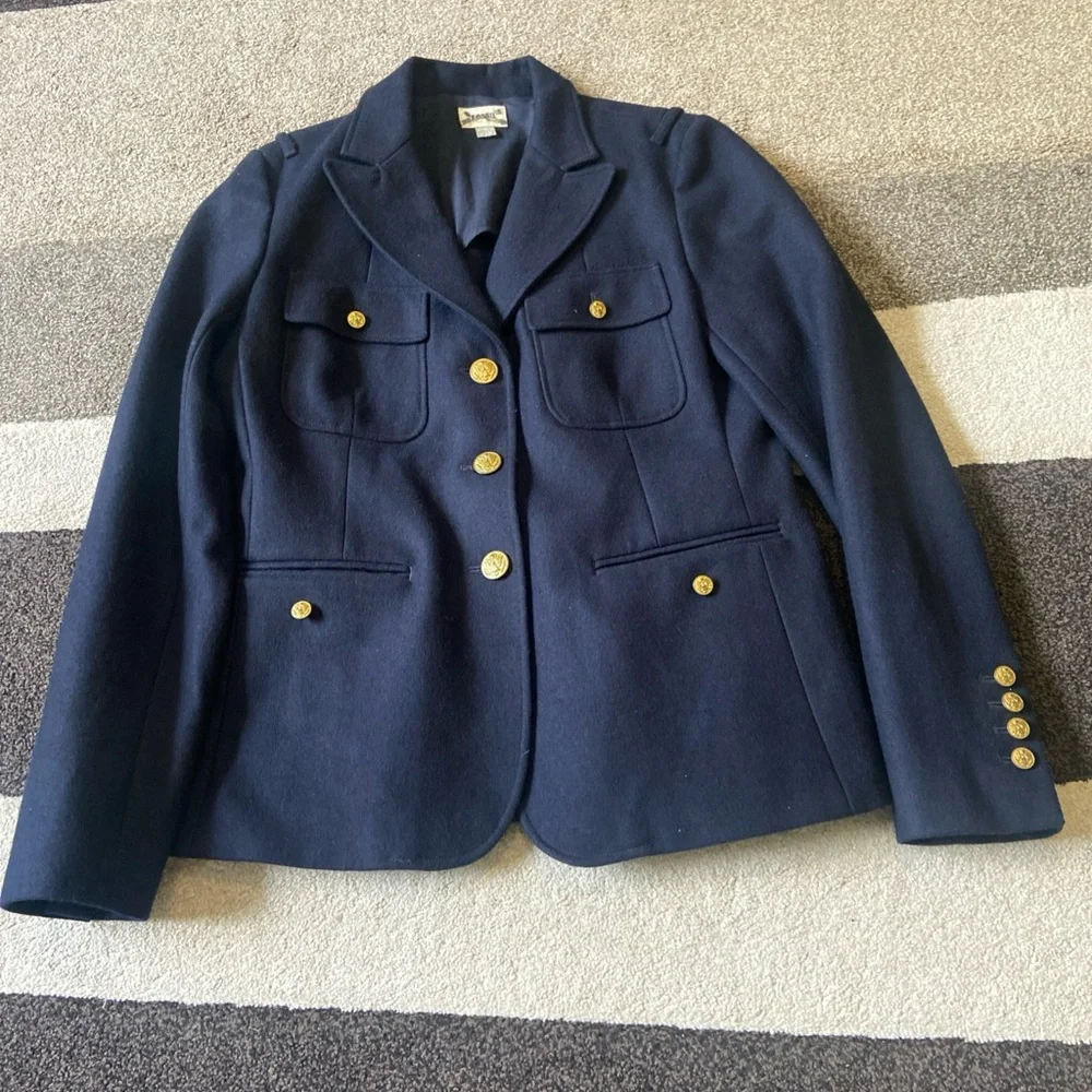 Fossil Navy Wool Blend Gold Button, Military Style Blazer Sz Medium - Picture 1 of 11